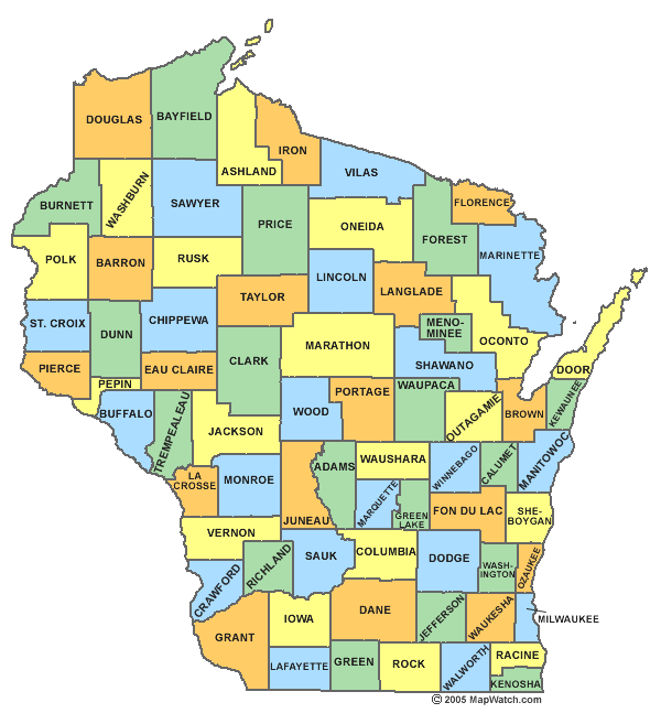 Map of Wisconsin Counties